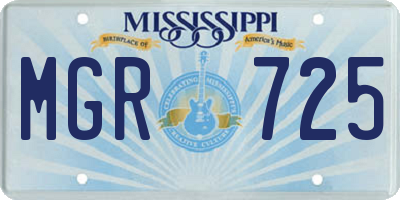 MS license plate MGR725
