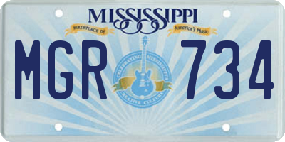 MS license plate MGR734