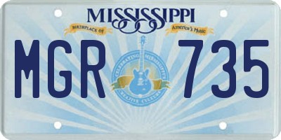 MS license plate MGR735
