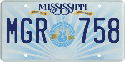 MS license plate MGR758