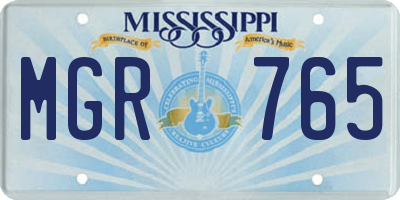MS license plate MGR765