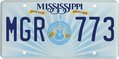 MS license plate MGR773