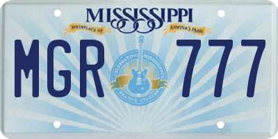 MS license plate MGR777