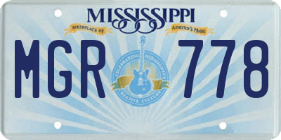 MS license plate MGR778