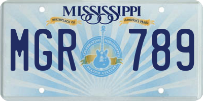 MS license plate MGR789