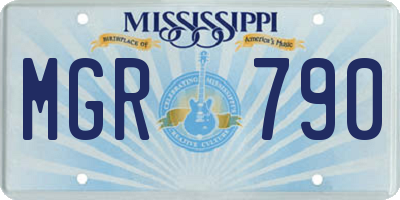 MS license plate MGR790
