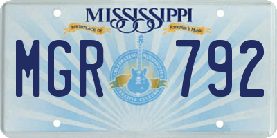 MS license plate MGR792