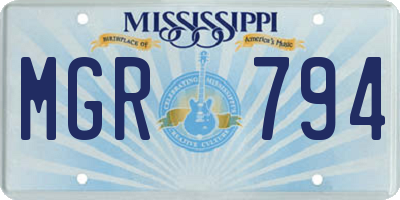 MS license plate MGR794