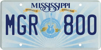 MS license plate MGR800