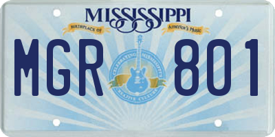 MS license plate MGR801
