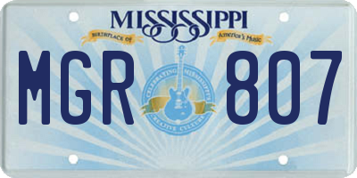 MS license plate MGR807