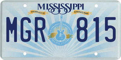 MS license plate MGR815