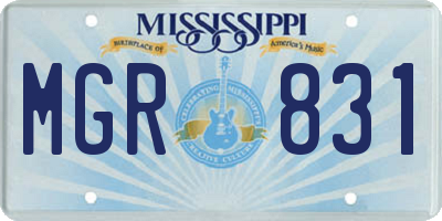 MS license plate MGR831
