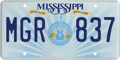 MS license plate MGR837