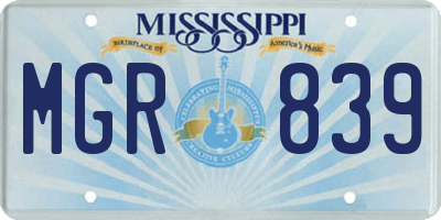 MS license plate MGR839
