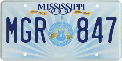 MS license plate MGR847