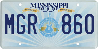 MS license plate MGR860