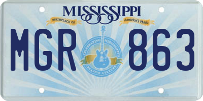 MS license plate MGR863