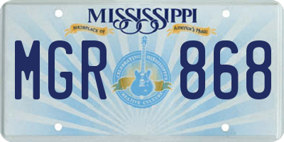 MS license plate MGR868