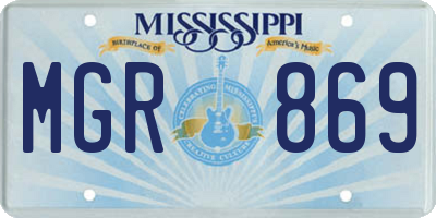 MS license plate MGR869