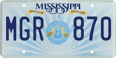 MS license plate MGR870