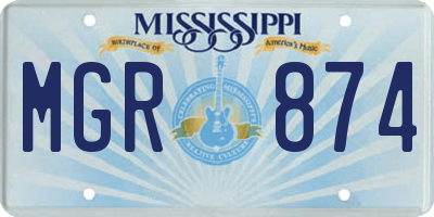 MS license plate MGR874