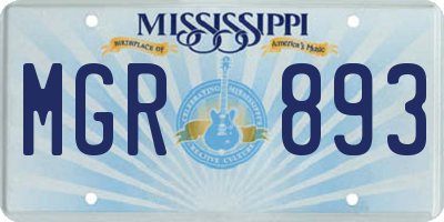 MS license plate MGR893