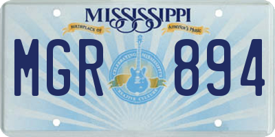MS license plate MGR894