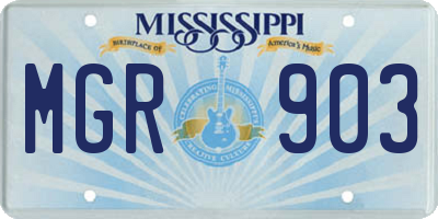 MS license plate MGR903