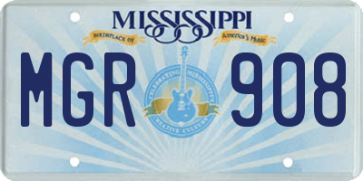 MS license plate MGR908