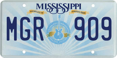 MS license plate MGR909