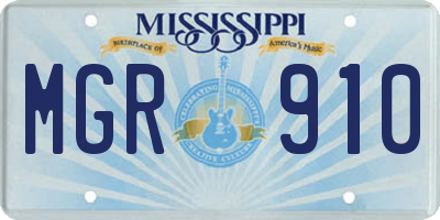 MS license plate MGR910