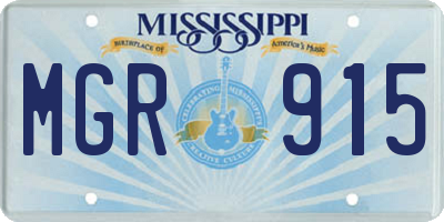 MS license plate MGR915