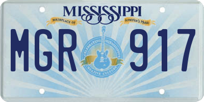 MS license plate MGR917
