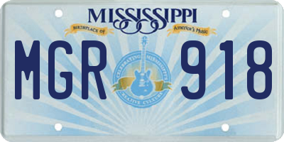 MS license plate MGR918