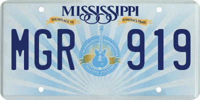 MS license plate MGR919
