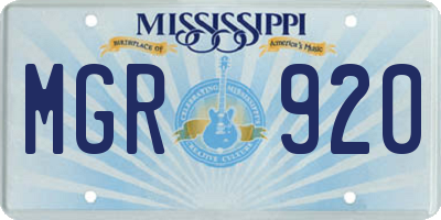 MS license plate MGR920