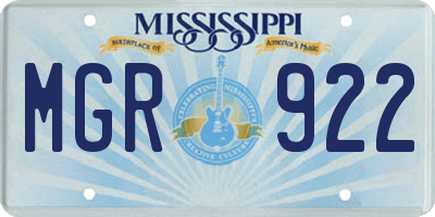 MS license plate MGR922