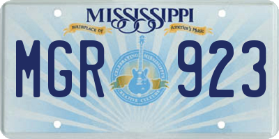 MS license plate MGR923