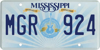 MS license plate MGR924