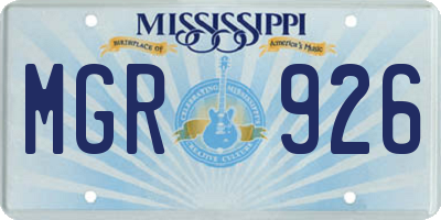 MS license plate MGR926