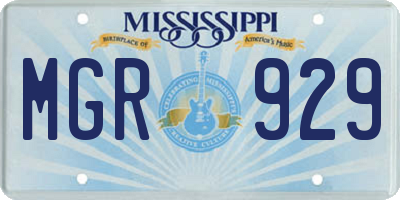 MS license plate MGR929