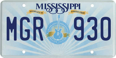 MS license plate MGR930