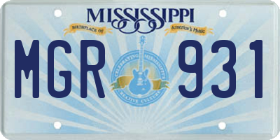 MS license plate MGR931