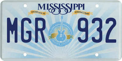 MS license plate MGR932