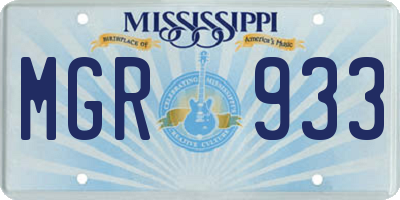 MS license plate MGR933