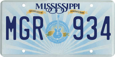 MS license plate MGR934