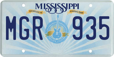 MS license plate MGR935