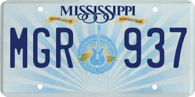 MS license plate MGR937