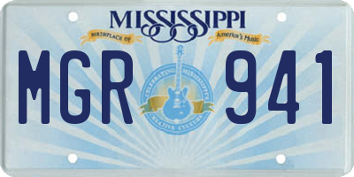 MS license plate MGR941